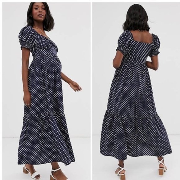 Wild Honey Maxi Maternity Dress in Polka Dot sz M - Picture 2 of 11